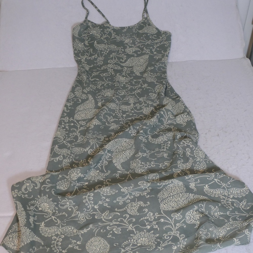 Victoria's Secret Women Maxi Slip Dress M Sage Green Y2K Paisley Cottagecore
